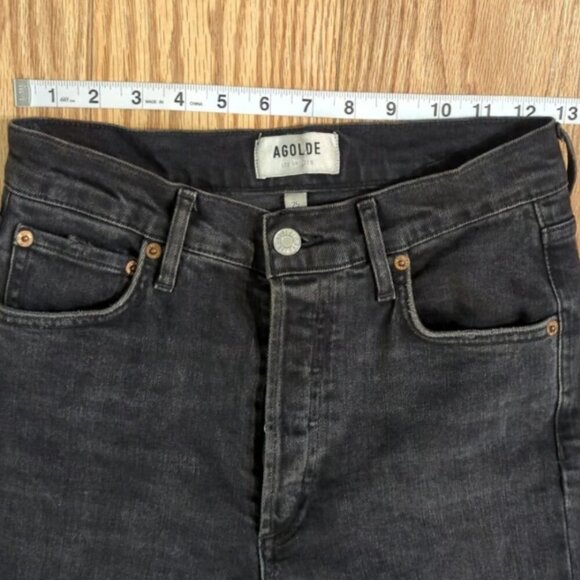 Agolde Nico High Rise black button-fly jeans slim distressed women's size 25" - Picture 2 of 7